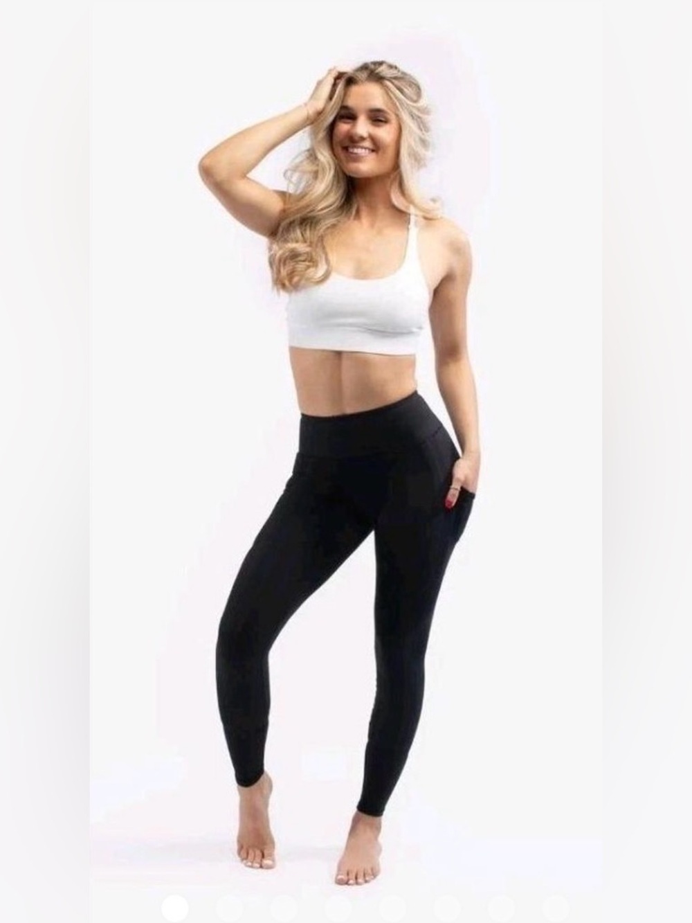 EUC Classic High-Rise Black Resistance Band Leggings w Pockets